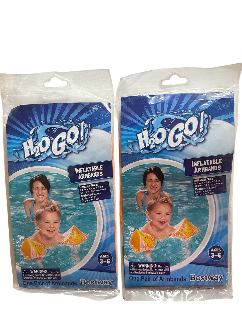 Bestway H2O GO! Inflatable Swim Armbands for Kids Ages 3-6 (Dolphin Print)